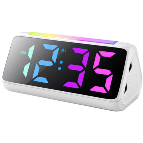 Horloge-Réveil Enfant Digitale et Lumineuse - Écran Coloré, Intensité Lumineuse Réglable, Alimentation/Recharge par USB - Conçu pour Accompagner le Réveil des Enfants en Douceur