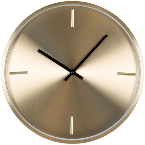 Horloge ronde 30x30 cm en aluminium doré et noir