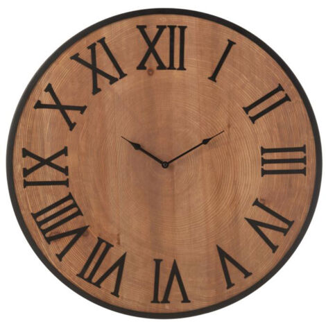 Horloge ronde 60x3x60 cm naturel et noir
