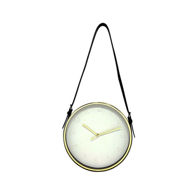 Horloge ronde à lanière blanc doré 30,5x30,5cm