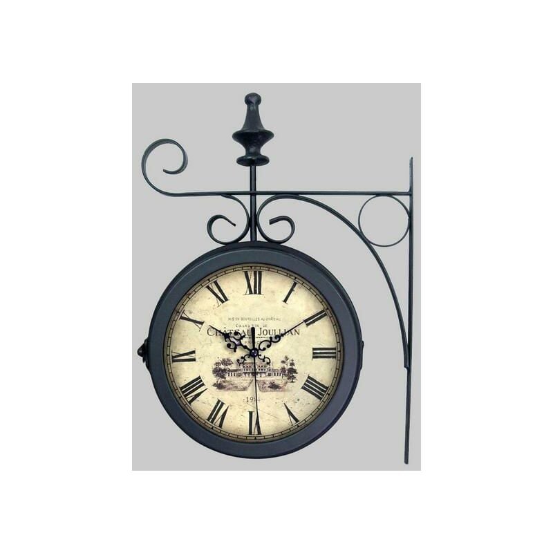Horloge ronde double face suspendue 27x38cm