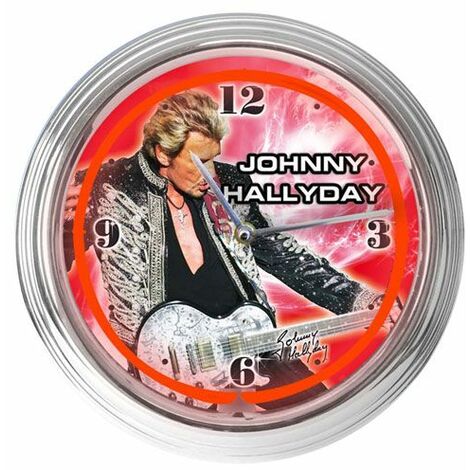 Horloge ronde néon Rouge Johnny Hallyday