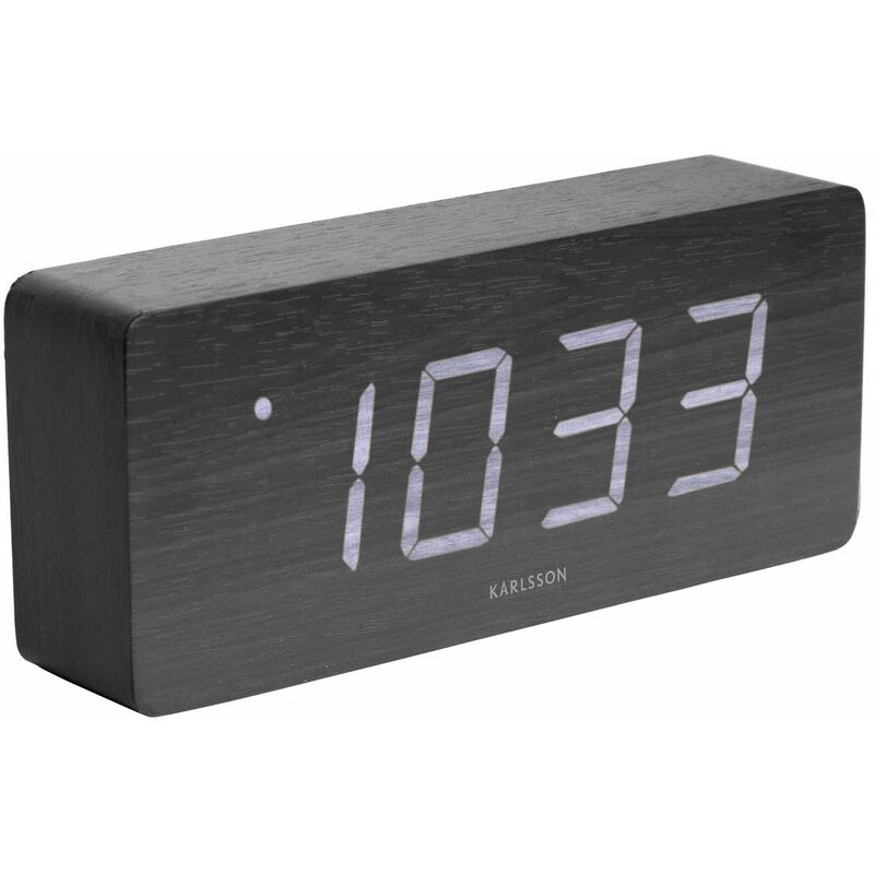 Horloge réveil en bois Square - h. 9 cm - 15 x 4 x 10 - Noir