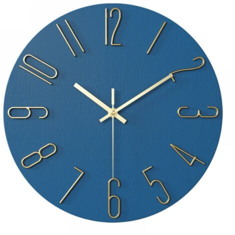 Horloge salon horloge murale 12 pouces 30CM lettres or bleu