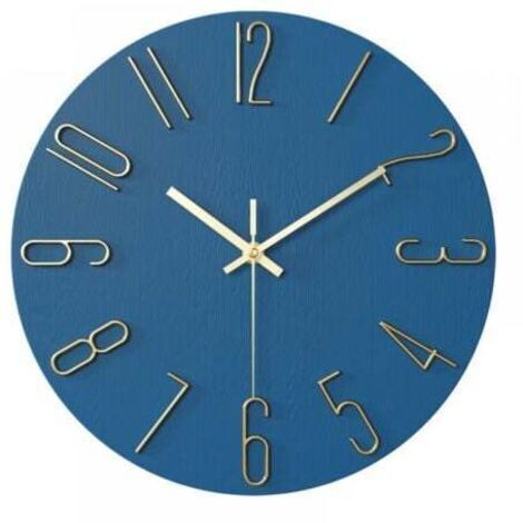 Horloge salon horloge murale 12 pouces 30CM lettres or bleu