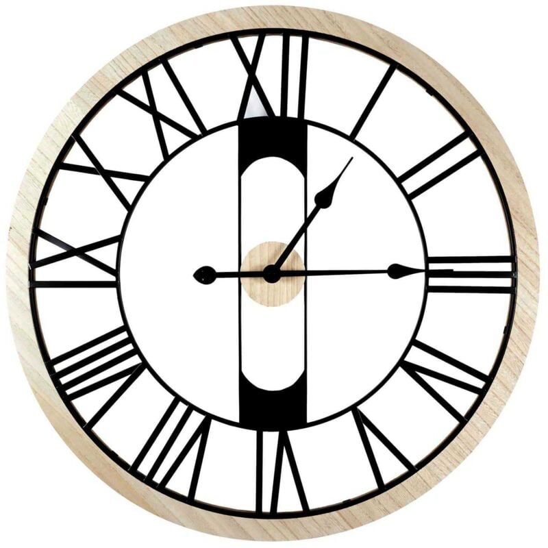 Besa - Horloge silencieuse en bois et métal 70 cm Jack