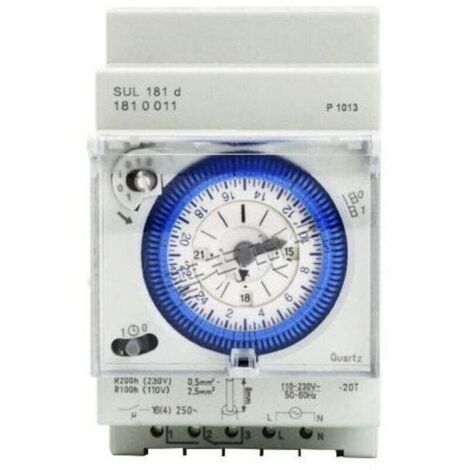 Horloge, sonnerie et minuterie pour tableau électrique Minuterie mécanique analogique 110V-220V, 24 heures, programmable quotidiennement, 15 minutes, réglage de l\'heure, relais de commutation SUL181D