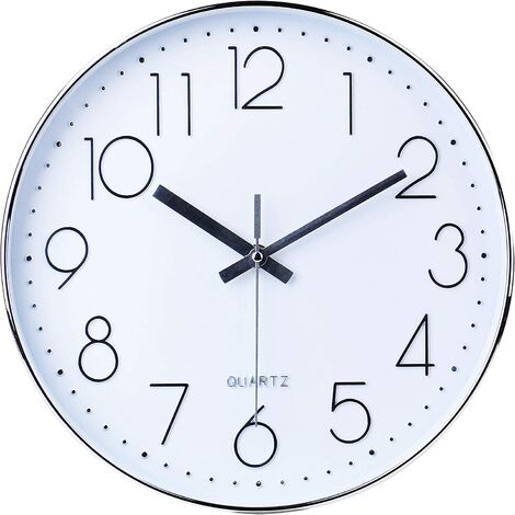 Horloge suspendue moderne, décoration de 30 cm de large silencieuse sans dégoulinant le quartz intérieur circulaire suspendue suspension de salle de cuisine non vivante
