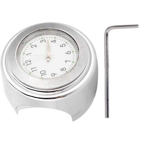 Horloge universelle pour guidon de moto, 22-25mm, montage en métal, barre de poignée, cadran (cadran blanc)