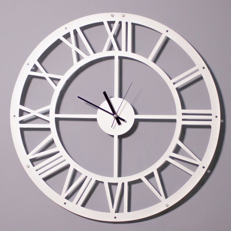 Epikasa - Horloge Murale Vintage 3, Métal, Blanc, Noir, 50x0,16x50 cm