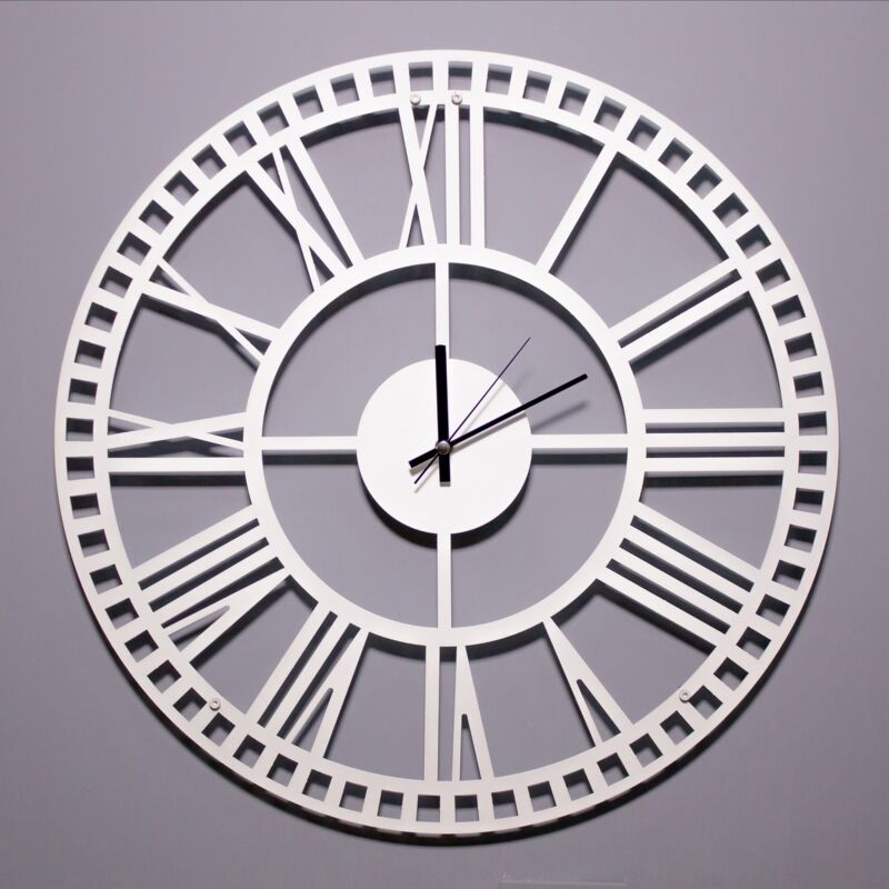 Epikasa - Horloge Murale Vintage 5, Métal, Blanc, Noir, 50x1,5x50 cm