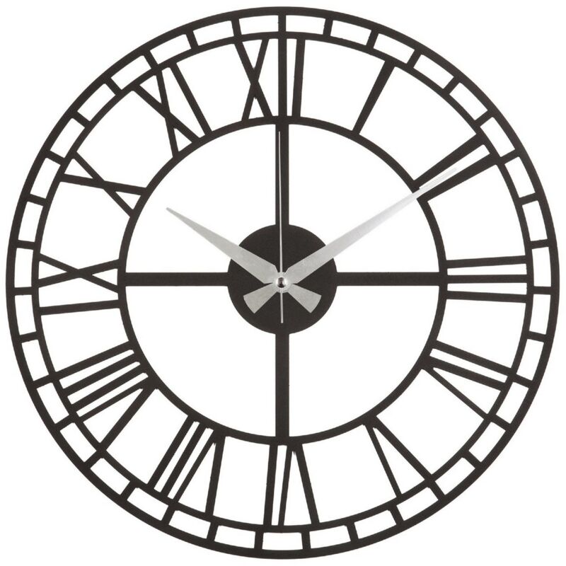 Epikasa - Horloge Murale Vintage 9, Métal, Noir, Argent, 50x1,5x50 cm