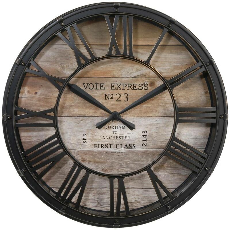 Atmosphera - Horloge vintage Ezio en bois D39cm créateur d'intérieur