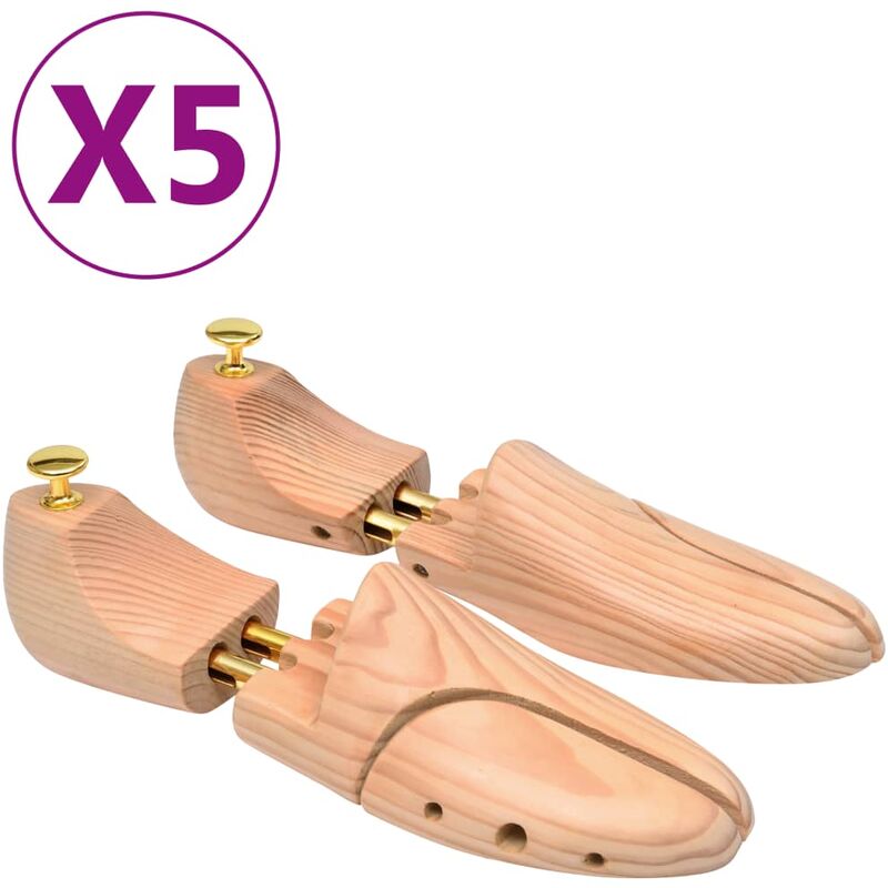 

Vidaxl - Madera Maciza de Pino Hormas de Zapatos 5 Pares Número 40-41 - Marrón