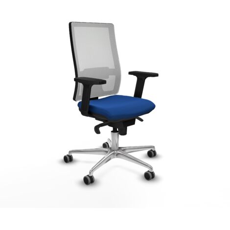 Horna sincro malla blanca similpiel azul brazos 2D base aluminio  ruedas 65mm engomadas