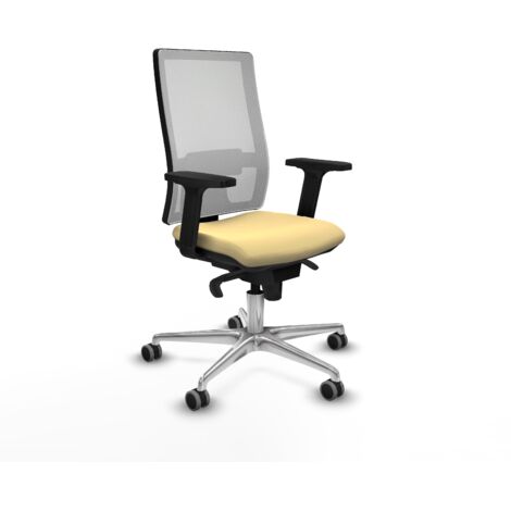Horna sincro malla blanca similpiel crema brazos 2D base aluminio  ruedas 65mm engomadas