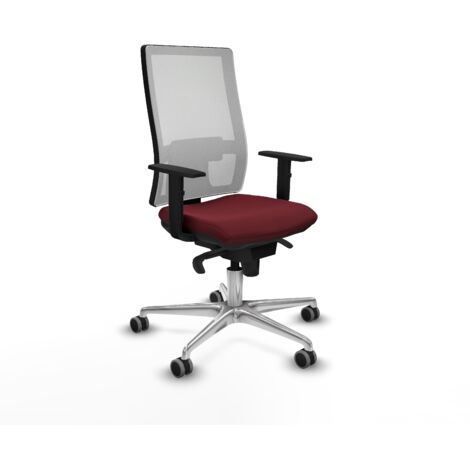 Horna sincro malla blanca similpiel granate brazos 1D base aluminio  ruedas 65mm engomadas