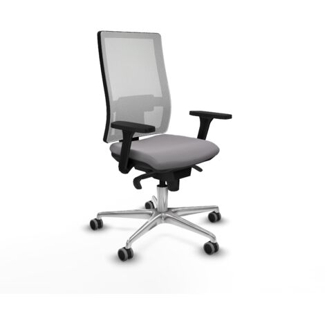Horna sincro malla blanca similpiel gris brazos 3D base aluminio  ruedas 65mm engomadas