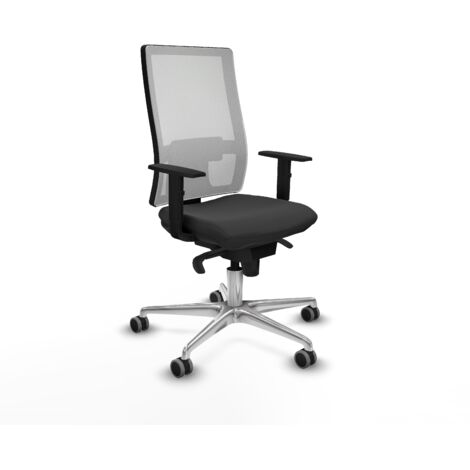 Horna sincro malla blanca similpiel gris oscuro brazos 1D base aluminio  ruedas 65mm engomadas