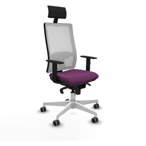 Horna sincro malla blanca similpiel morado brazos 1D base blanca cabecero fijo ruedas 65mm engomadas