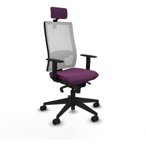 Horna sincro malla blanca similpiel morado brazos 1D base piramidal cabecero 2D ruedas 65mm nailon