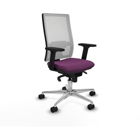 Horna sincro malla blanca similpiel morado brazos 2D base aluminio  ruedas 65mm nailon