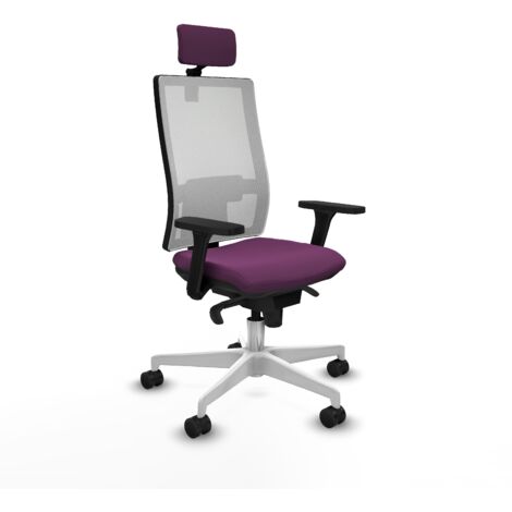 Horna sincro malla blanca similpiel morado brazos 3D base blanca cabecero 2D ruedas 65mm nailon