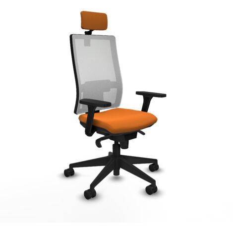 Horna sincro malla blanca similpiel naranja brazos 3D base piramidal cabecero 2D ruedas 65mm nailon