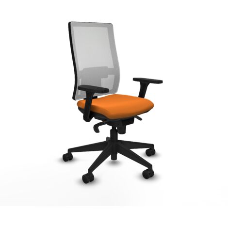 Horna sincro malla blanca similpiel naranja brazos 3D base piramidal  ruedas 65mm nailon