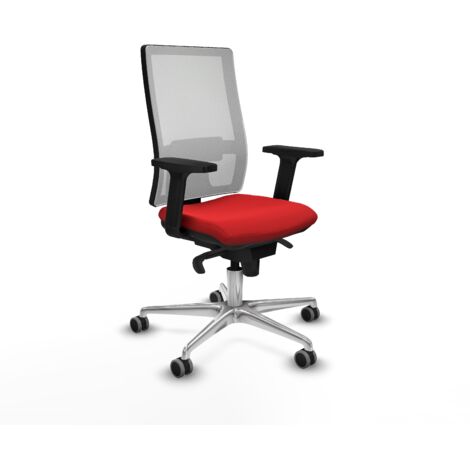Horna sincro malla blanca similpiel rojo brazos 2D base aluminio  ruedas 65mm engomadas
