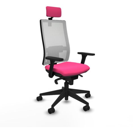 Horna sincro malla blanca similpiel rosa brazos 3D base piramidal cabecero 2D ruedas 65mm nailon