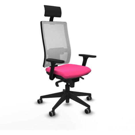 Horna sincro malla blanca similpiel rosa brazos 3D base piramidal cabecero fijo ruedas 65mm engomadas