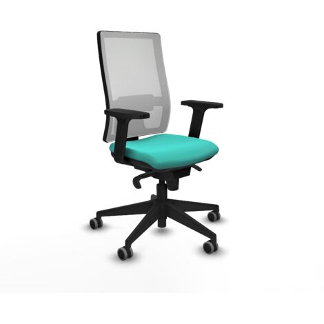 Horna sincro malla blanca similpiel turquesa brazos 2D base piramidal  ruedas 65mm engomadas