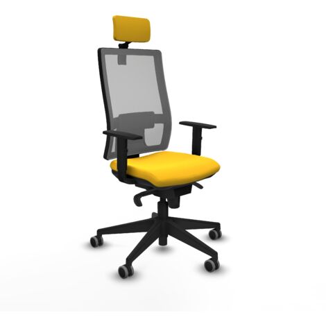 Horna sincro malla gris similpiel amarillo brazos 1D base piramidal cabecero 2D ruedas 65mm engomadas