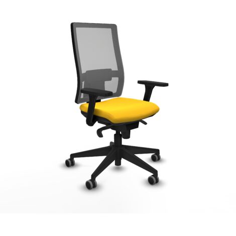 Horna sincro malla gris similpiel amarillo brazos 3D base piramidal  ruedas 65mm engomadas