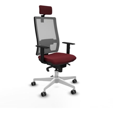 Horna sincro malla gris similpiel granate brazos 1D base blanca cabecero 2D ruedas 65mm engomadas