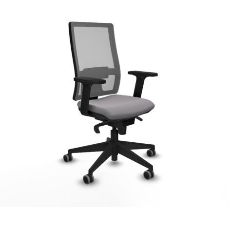 Horna sincro malla gris similpiel gris brazos 2D base piramidal  ruedas 65mm engomadas