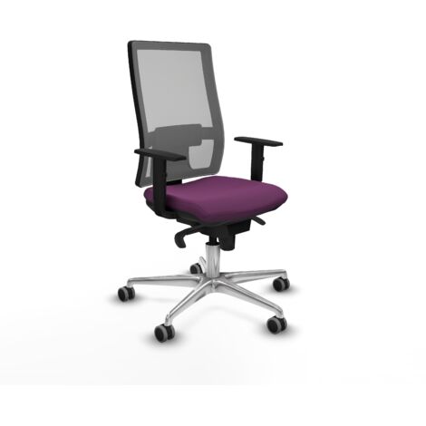 Horna sincro malla gris similpiel morado brazos 1D base aluminio  ruedas 65mm engomadas