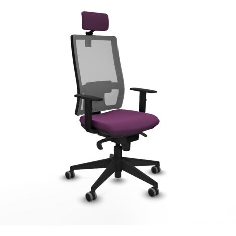Horna sincro malla gris similpiel morado brazos 1D base piramidal cabecero 2D ruedas 65mm engomadas