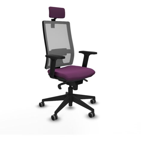 Horna sincro malla gris similpiel morado brazos 2D base piramidal cabecero 2D ruedas 65mm engomadas