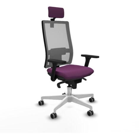 Horna sincro malla gris similpiel morado brazos 3D base blanca cabecero 2D ruedas 65mm engomadas