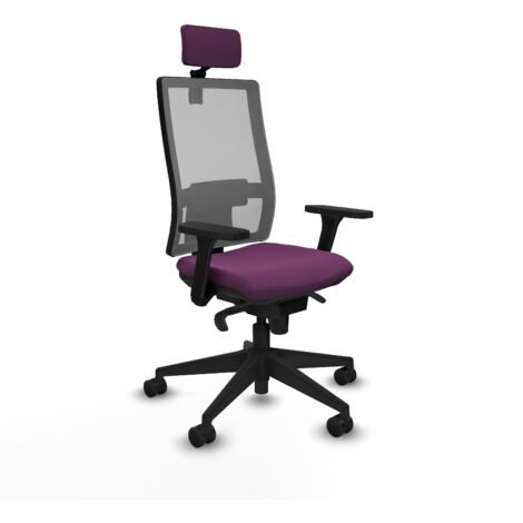 Horna sincro malla gris similpiel morado brazos 3D base piramidal cabecero 2D ruedas 65mm nailon