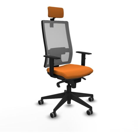 Horna sincro malla gris similpiel naranja brazos 1D base piramidal cabecero 2D ruedas 65mm engomadas
