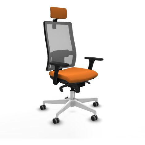 Horna sincro malla gris similpiel naranja brazos 3D base blanca cabecero 2D ruedas 65mm engomadas