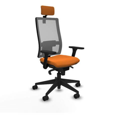 Horna sincro malla gris similpiel naranja brazos 3D base piramidal cabecero 2D ruedas 65mm nailon