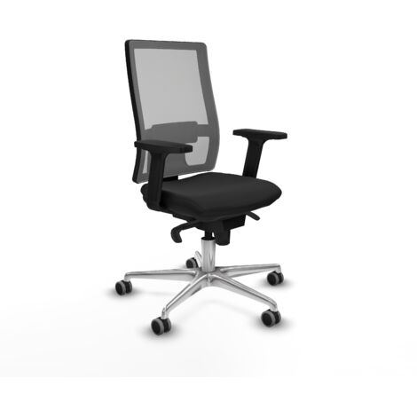 Horna sincro malla gris similpiel negro brazos 2D base aluminio  ruedas 65mm engomadas