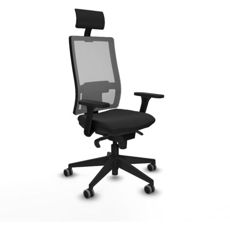 Horna sincro malla gris similpiel negro brazos 3D base piramidal cabecero fijo ruedas 65mm engomadas