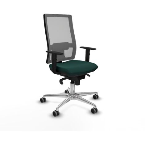 Horna sincro malla gris similpiel verde botella brazos 1D base aluminio  ruedas 65mm engomadas