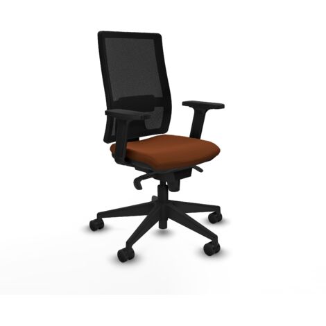 Horna sincro malla negra similpiel marrón brazos 2D base piramidal  ruedas 65mm nailon