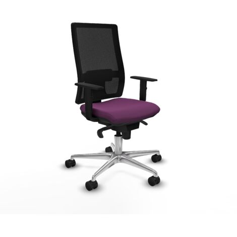 Horna sincro malla negra similpiel morado brazos 1D base aluminio  ruedas 65mm nailon